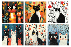 Whimsical Cats Digital Paper, 20 PNG &amp; JPEG Product Image 2