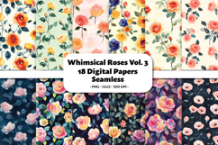Whimsical Roses Vol. 3 Seamless Digital Paper, 18 PNG Product Image 1