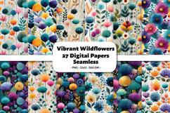 Vibrant Wildflowers Seamless Digital Paper, 27 PNG Product Image 1