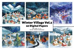 Winter Village Digital Paper Pack Vol.2 , 20 PNG and JPEG Product Image 1