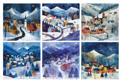 Winter Village Digital Paper Pack Vol.2 , 20 PNG and JPEG Product Image 4