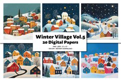 Winter Village Digital Paper Pack Vol.5 , 20 PNG and JPEG Product Image 1