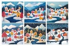 Winter Village Digital Paper Pack Vol.5 , 20 PNG and JPEG Product Image 2