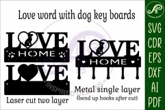Dogs LOVE word Key holder designs for wood and metal Product Image 3