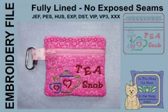Tea Snob Tea Bag Holder Zipper Bag / Fully Lined, 4X4 HOOP Product Image 1