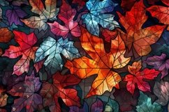 Leaves Stained Glass Background Wallpaper Product Image 1