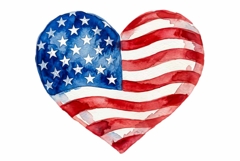 heart shape filled American flag clipart Product Image 1