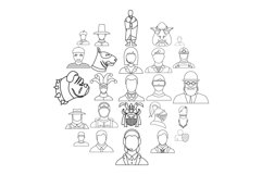 Embodiment icons set, outline style Product Image 1