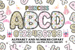 Princess Alphabet png clipart, princess letters doodle Product Image 1