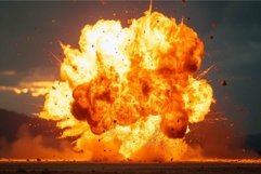 Explosive fireball eruption at sunset Product Image 1