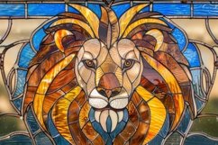 Stained Glass African Lion Background Product Image 1