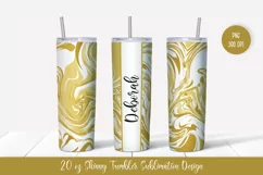Skinny Tumbler 20oz Sublimation Design. Golden Marble v.5 Product Image 1