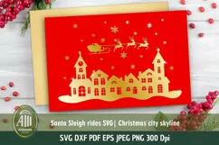 Santa sleigh rides SVG|Christmas SVG|Cityscape|City skyline Product Image 3