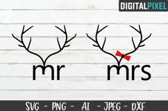 Mr & Mrs Christmas SVG PNG JPEG DXF - Silhouette, Cricut Cut Product Image 1