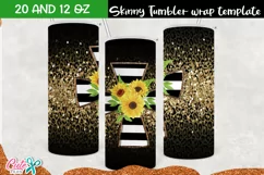 Striped cross with sunflower day 20 Oz. Skinny Tumbler Product Image 3