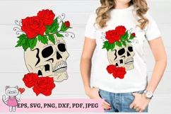 Skull with Roses Svg, Layered Svg, Sugar Skull Svg Product Image 5