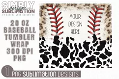 Cow Print Baseball 20 oz Tumbler Wrap | Png Product Image 2