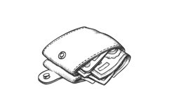 Billfold With Money Banknotes Monochrome Vector Product Image 1