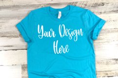 Bella 3001 Turquoise Shirt Mockup Photo - Flatlay Photo Product Image 2
