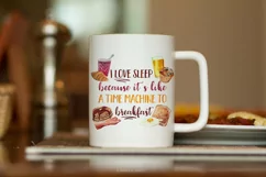 I love Sleep and Breakfast Funny Quote Clip Art PNG Product Image 1
