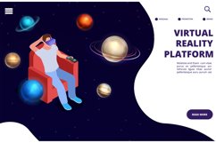 Virtual reality space travel isometric vector concept. Space Product Image 1