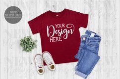 Cardinal BC 3001T Kids Shirt, Flat Lay Toddler Mockup Product Image 1