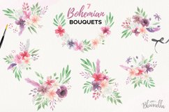Bohemian Floral Watercolor HUGE Package Wedding Clipart Product Image 4