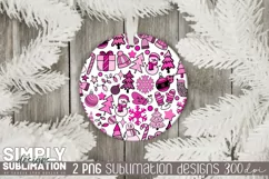 Pink Christmas Sublimation Ornament| PNG | Christmas Collage Product Image 4