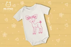Baby Deer with Flowers Crown Svg , Favn Cut File Product Image 5
