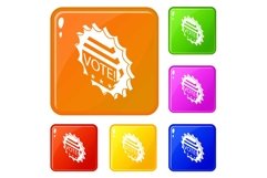 Vote emblem icons set vector color Product Image 1