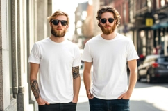 White T-shirt Mockup on two boy Product Image 1