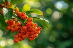 Vibrant rowan berries amidst lush green foliage Product Image 1