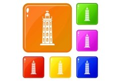 Illuminating icons set vector color Product Image 1