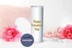 Valentine's Day Skinny Tumbler Mockup, Full wrap PSD mockup Product Image 3