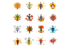 Trooper icons set, cartoon style Product Image 1