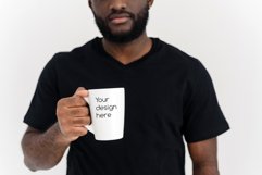 Tea mug mockup for your design in black man hands. Jpg psd Product Image 1