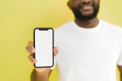 Close up Screen Template with mock up in hands black man. Product Image 1