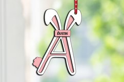Easter Letter A Laser Basket Tag Ornament SVG Bunny Tail Product Image 3