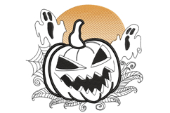 Halloween ghost with pumpkin embroidery Product Image 1