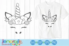 Unicorn coloring svg Unicorn svg Digi Stamp Clipart Product Image 1