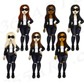 Biker Girl Fashion Clipart Black Leather Fashion PNG Product Image 2