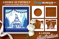 Papercut 3D Camping Gnome and Trailer Lightbox Template Product Image 1