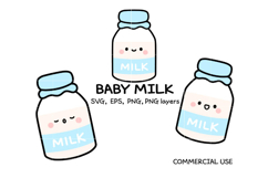 Kawaii Baby Milk Bottle SVG Bundle | Cute Bottle Clipart | C Product Image 1