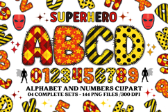 Superhero Alphabet png clipart, superhero letters doodle Product Image 1