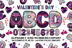 Valentine Alphabet Clip Art, valentines day letters doodle Product Image 1