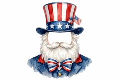 Patriotic Uncle Sam Beard Watercolor Clipart PNG Product Image 1