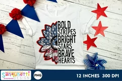 Bold Stripes Patriotic Sunflower PNG Sublimation Product Image 1