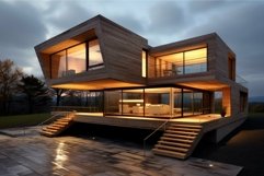 Modern architectural marvel at twilight Product Image 1