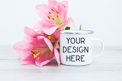 Mug Mockup Valentine&#039;s Day White Enamel Coffee Cup Camp Product Image 1