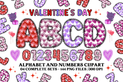 Valentine Alphabet Clip Art, valentines day letters doodle Product Image 1